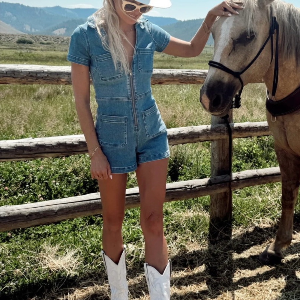 Denim Short Sleeve Romper